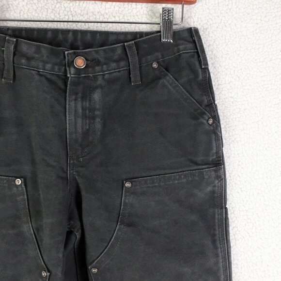 Carhartt Jeans Womens 2 Short Black Double Knee Heavyweight Workwear - Picture 2 of 10
